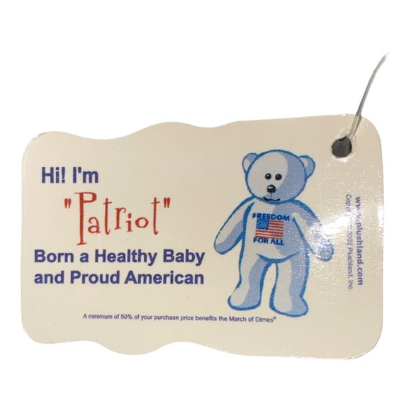 Patriotic White Plush Bear "Patriot" By March Of Dimes With Freedom For All Desi - Picture 6 of 8